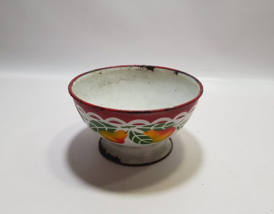 OSMANLI DÖNEMİ EL BOYAMA NADİR FORMDA MEŞHUR ARMUTLU EMAYE KASE