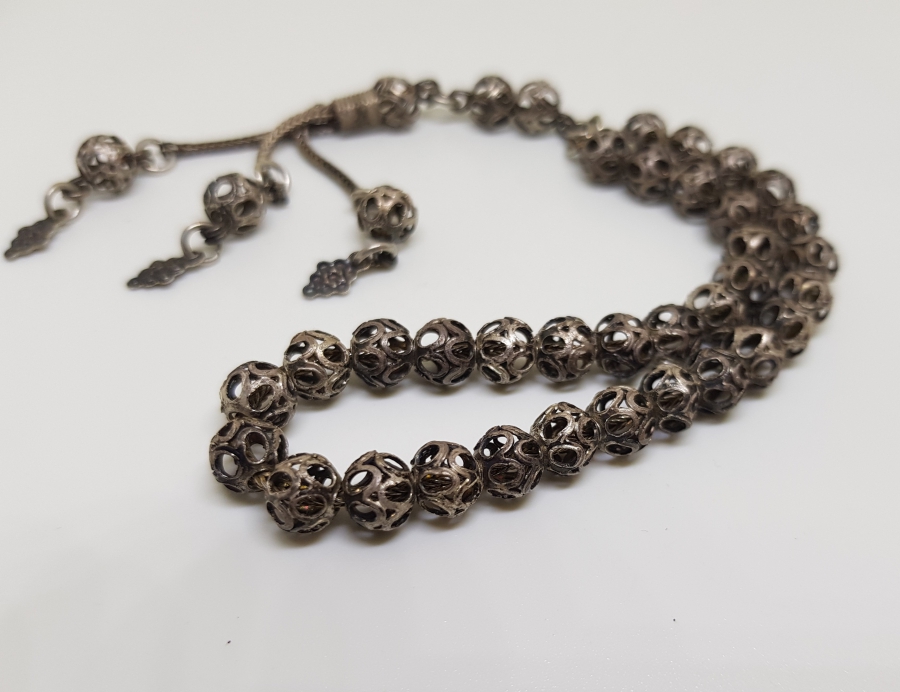 ÖZEL YAPIM ANTİKA GÜMÜŞ TESPİH