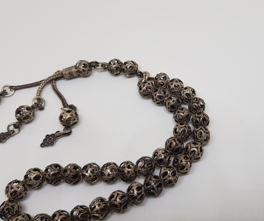 ÖZEL YAPIM ANTİKA GÜMÜŞ TESPİH