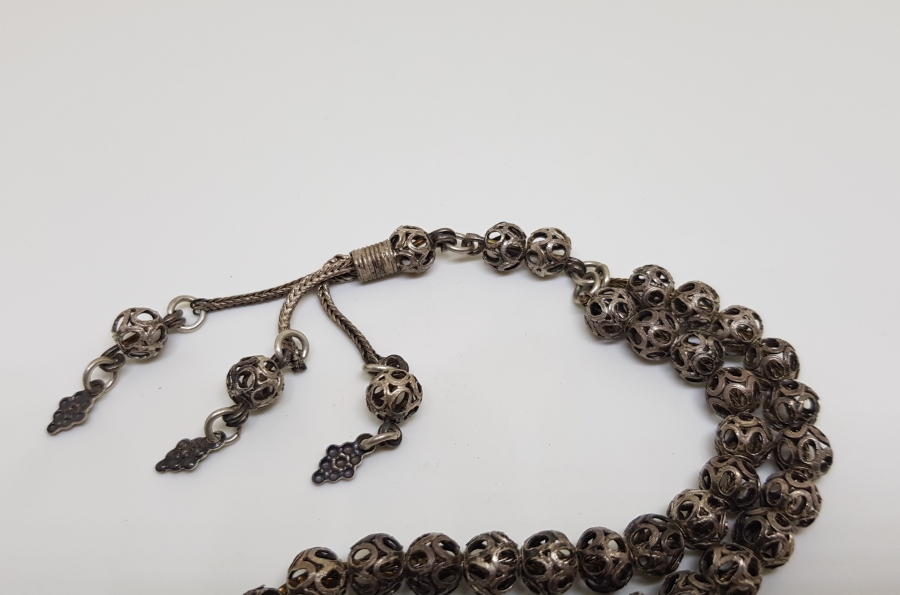 ÖZEL YAPIM ANTİKA GÜMÜŞ TESPİH