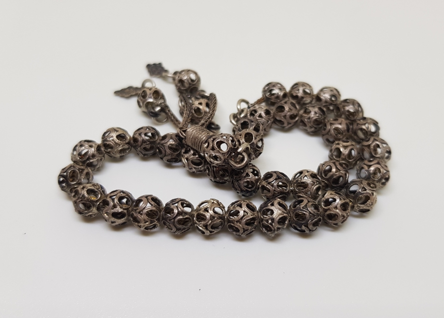 ÖZEL YAPIM ANTİKA GÜMÜŞ TESPİH