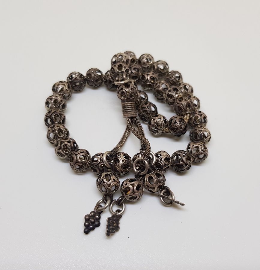 ÖZEL YAPIM ANTİKA GÜMÜŞ TESPİH