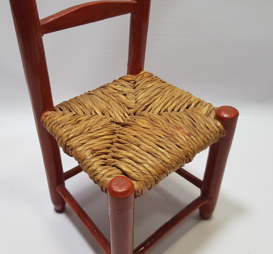 OSMANLI DÖNEMİ EL YAPIMI HURMA HASIRLI HİCAZ HATIRASI OYUNCAK ÇOCUK SANDALYESİ