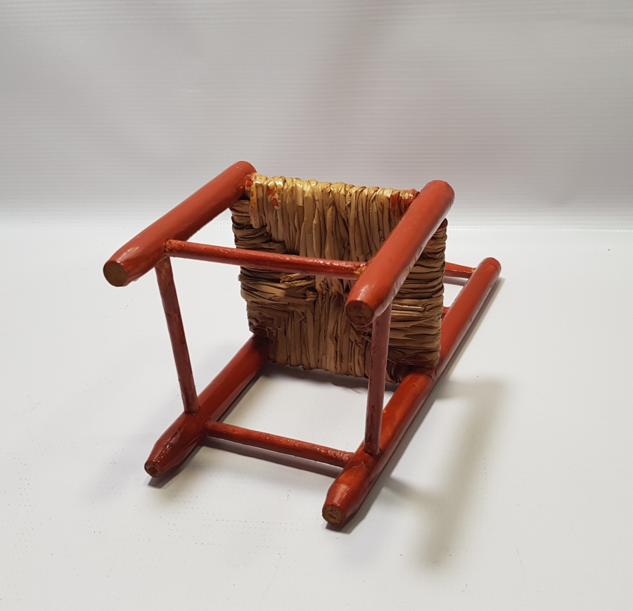 OSMANLI DÖNEMİ EL YAPIMI HURMA HASIRLI HİCAZ HATIRASI OYUNCAK ÇOCUK SANDALYESİ