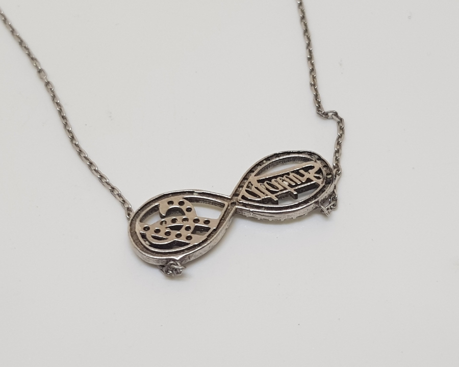 SAFİR TAŞLI VE ATATÜRK İMZASI GÖRSELLİ GÜMÜŞ KOLYE