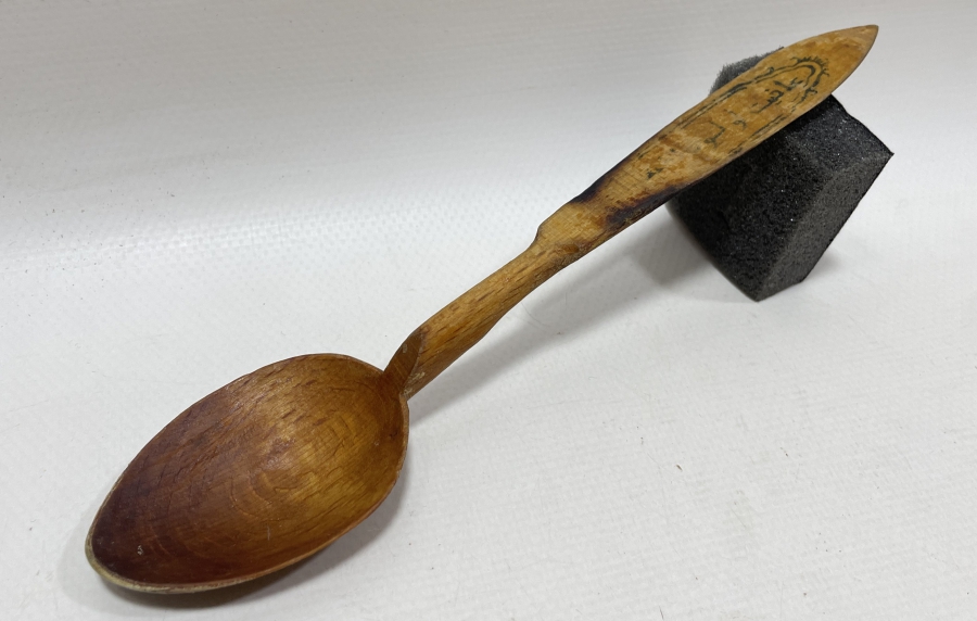 ÜZERİ OSMANLICA YAZILI OSMANLI DÖNEMİ TEKKE İŞİ TAHTA KAŞIK