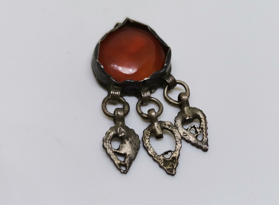 AKİK TAŞLI OSMANLI DÖNEMİ GÜMÜŞ KOLYE UCU