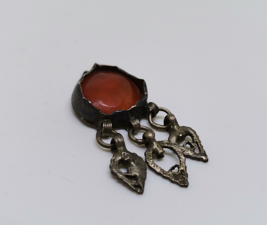 AKİK TAŞLI OSMANLI DÖNEMİ GÜMÜŞ KOLYE UCU