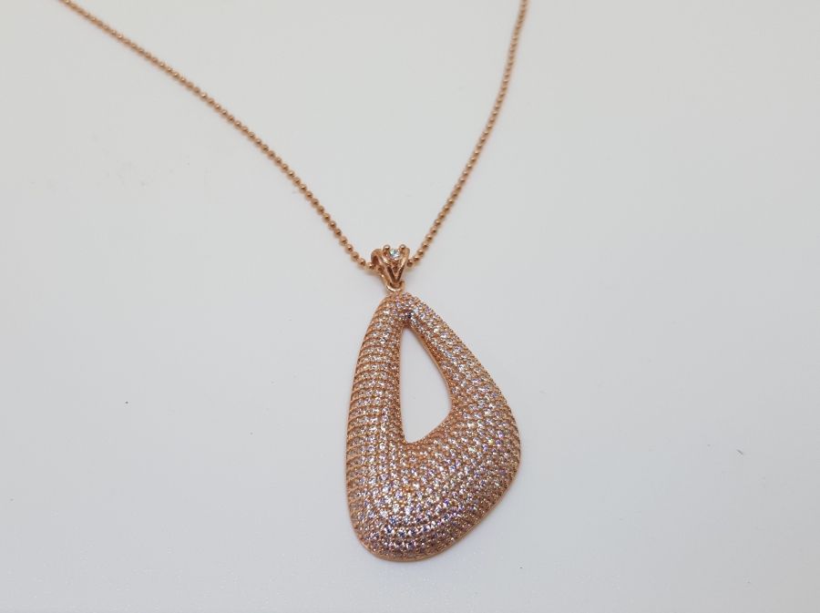 ÜZERİ MARGAZİT TAŞLI VE ALTIN KAPLAMA AVRUPA YAPIMI GÜMÜŞ KOLYE