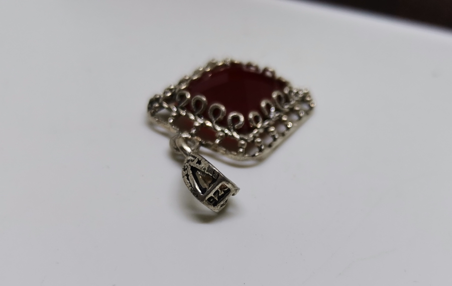 AKİK TAŞLI GÜMÜŞ KOLYE UCU