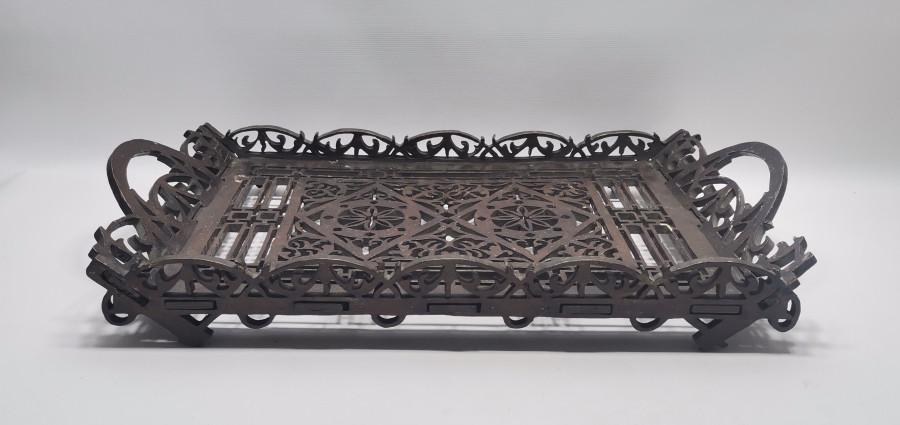 OSMANLI DÖNEMİ TESTERE İŞÇİLİKLİ EL YAPIMI ÇOK NADİR KAHVE TEPSİSİ