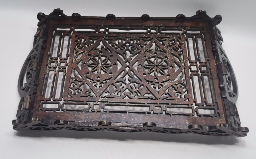 OSMANLI DÖNEMİ TESTERE İŞÇİLİKLİ EL YAPIMI ÇOK NADİR KAHVE TEPSİSİ