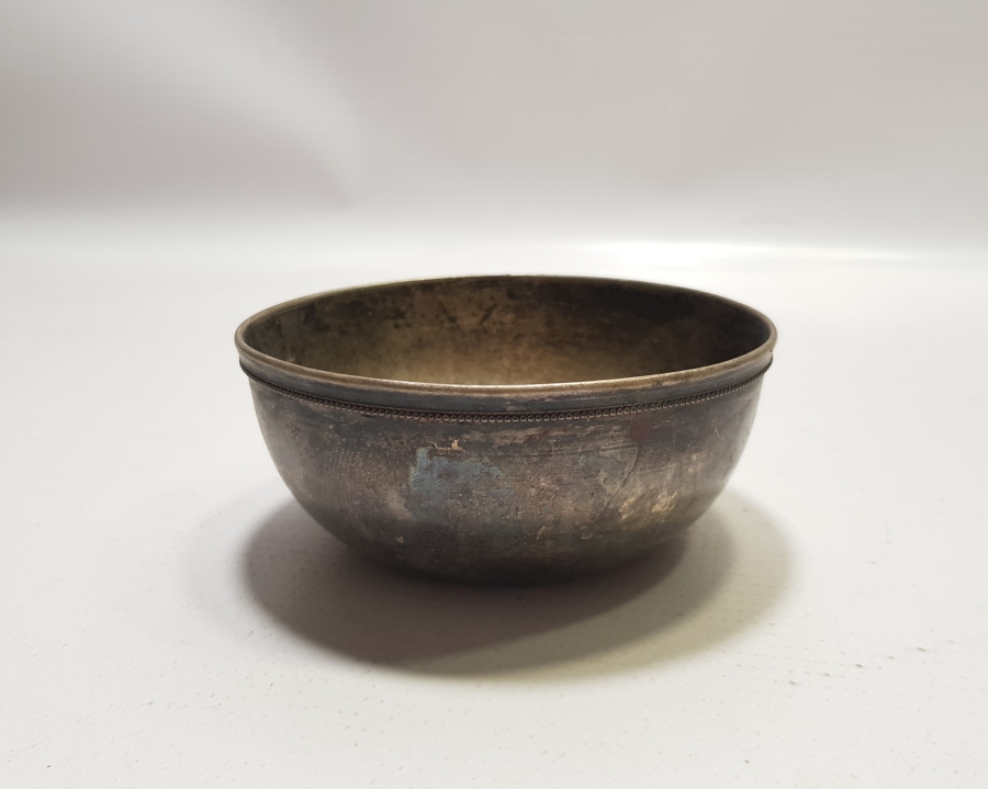 ANTİKA DAMGALI GÜMÜŞ KAPLAMA BERBER SABUNLUĞU