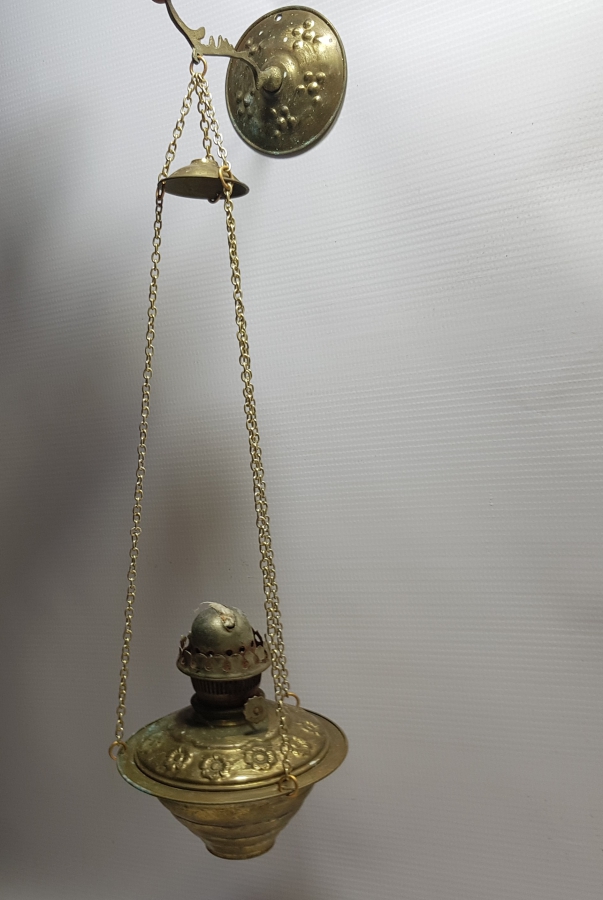 ANTİKA KANDİL FORMUNDA YAPILMIŞ BAKIR GAZ LAMBASI