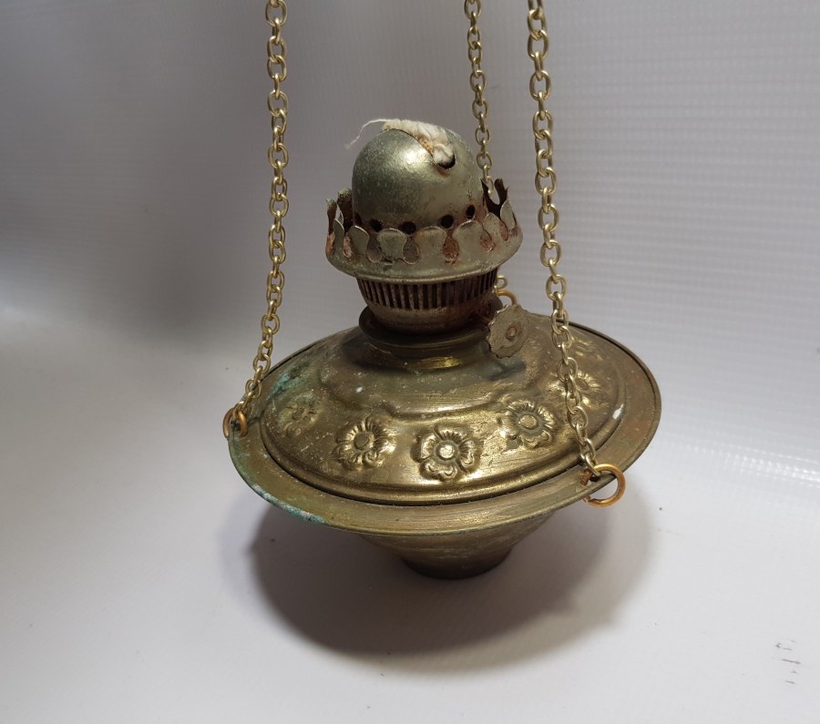 ANTİKA KANDİL FORMUNDA YAPILMIŞ BAKIR GAZ LAMBASI