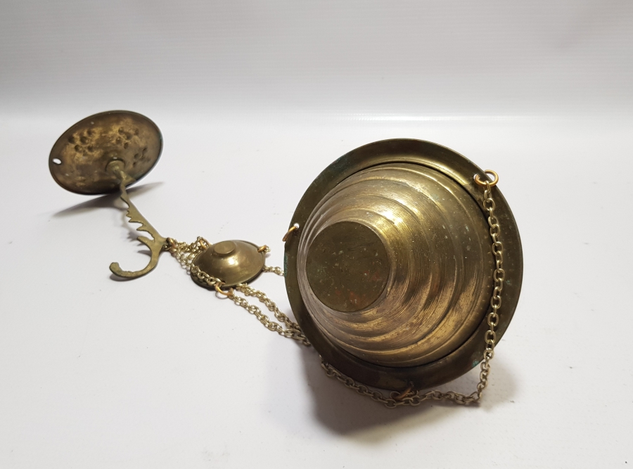 ANTİKA KANDİL FORMUNDA YAPILMIŞ BAKIR GAZ LAMBASI