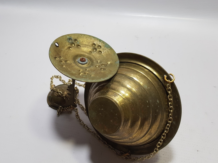 ANTİKA KANDİL FORMUNDA YAPILMIŞ BAKIR GAZ LAMBASI