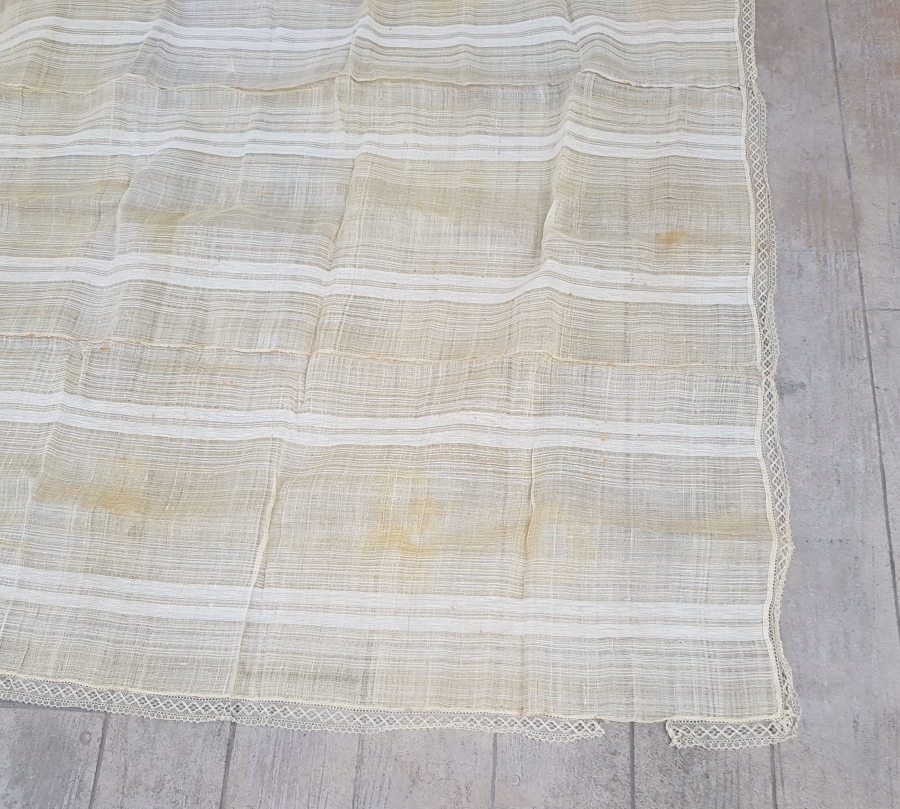 OSMANLI DÖNEMİ ÇOK NADİR ÜZERİ İŞLEMELİ İĞNE OYALI İPEK YATAK ÖRTÜSÜ