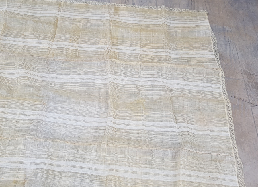 OSMANLI DÖNEMİ ÇOK NADİR ÜZERİ İŞLEMELİ İĞNE OYALI İPEK YATAK ÖRTÜSÜ