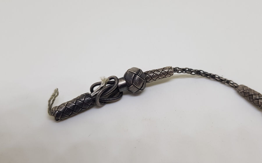 HASIR ÖRME İŞÇİLİKLİ ANTİKA GÜMÜŞ TESPİH PÜSKÜLÜ