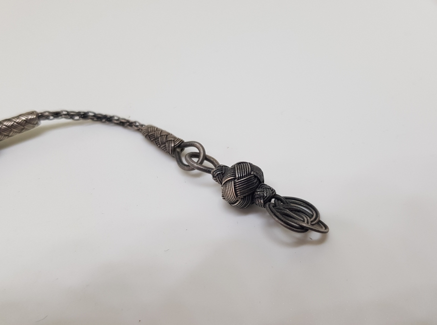 HASIR ÖRME İŞÇİLİKLİ ANTİKA GÜMÜŞ TESPİH PÜSKÜLÜ