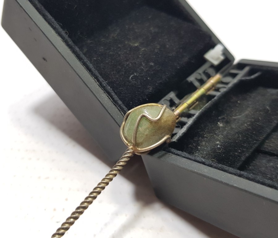 SAPI DOĞAL TAŞLI GÜMÜŞ KAPLAMA ANTİKA ÇAY KAŞIĞI