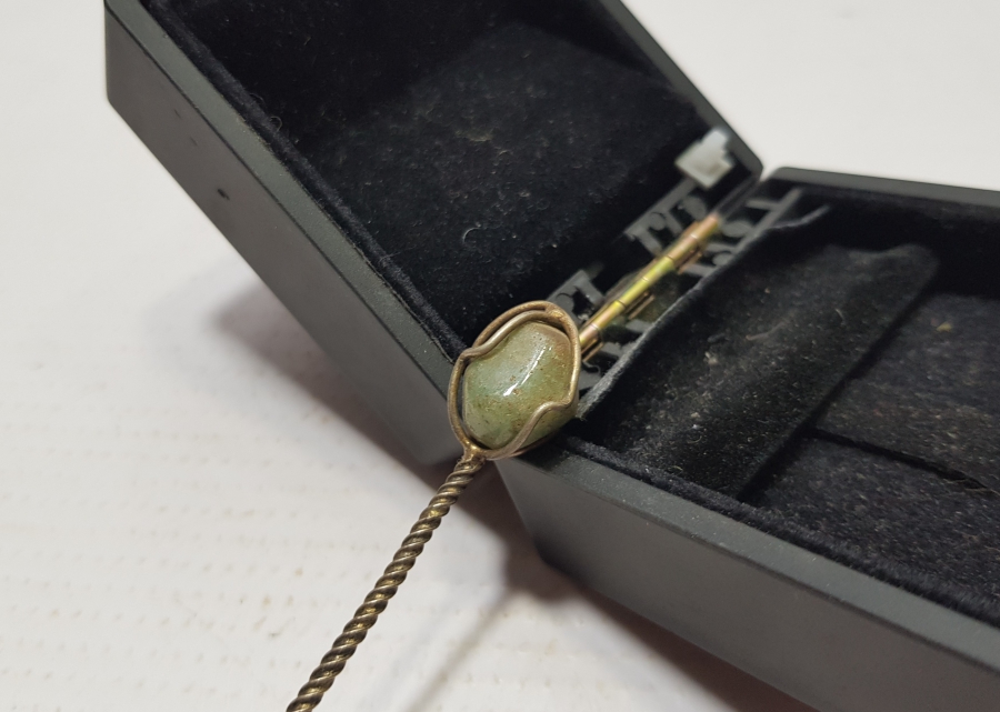 SAPI DOĞAL TAŞLI GÜMÜŞ KAPLAMA ANTİKA ÇAY KAŞIĞI