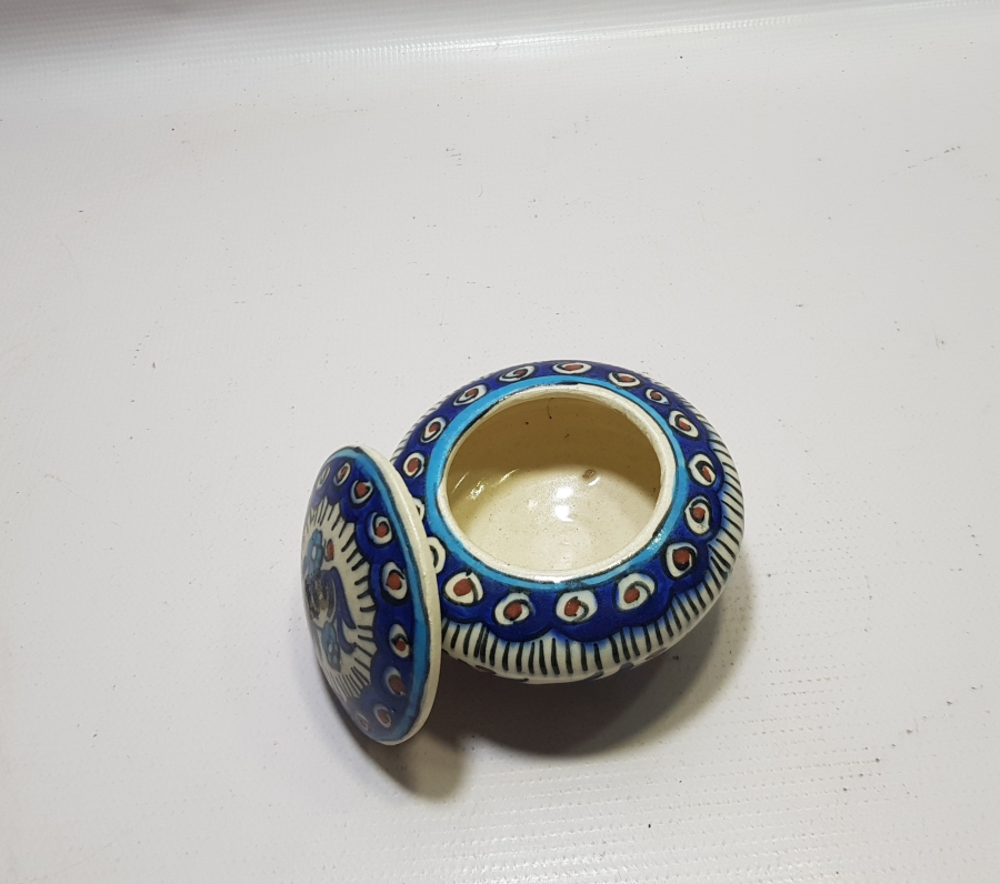 KÜTAHYA İŞİ EL BOYAMA ANTİKA KAPAKLI BERBER PAMUKLUĞU