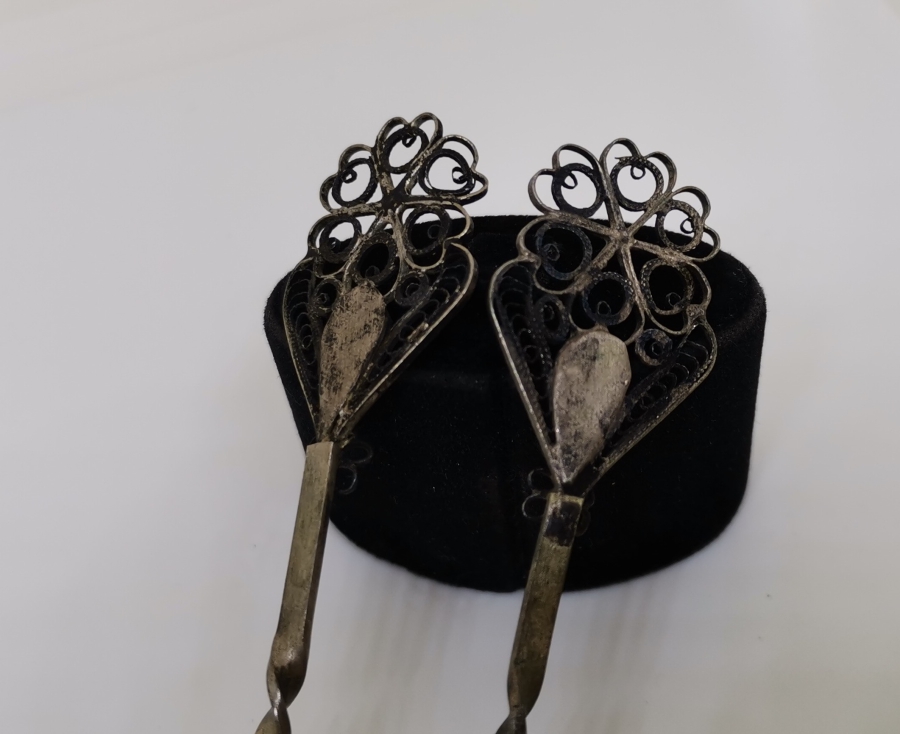 TELKARİ İŞÇİLİKLİ OSMANLI DÖNEMİ GÜMÜŞ ÇAY KAŞIĞI VE LİMON ÇATALI