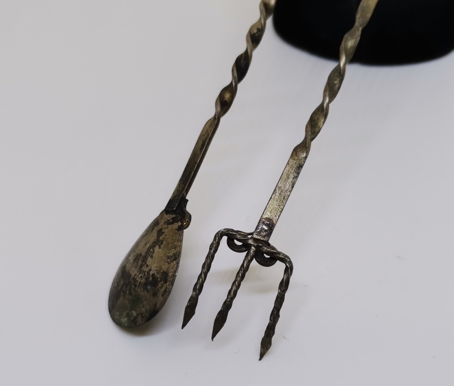 TELKARİ İŞÇİLİKLİ OSMANLI DÖNEMİ GÜMÜŞ ÇAY KAŞIĞI VE LİMON ÇATALI