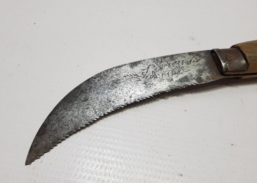 ÜZERİ OSMANLICA YAZILI BURSA İŞİ OSMANLI DÖNEMİ BAĞ BIÇAĞI