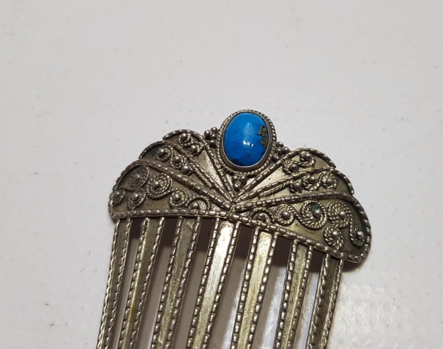 LAPİS TAŞLI VE GÜMÜŞ USTA DAMGALI VE ÖZEL YAPIM GELİN TARAĞI - GELİN TACI