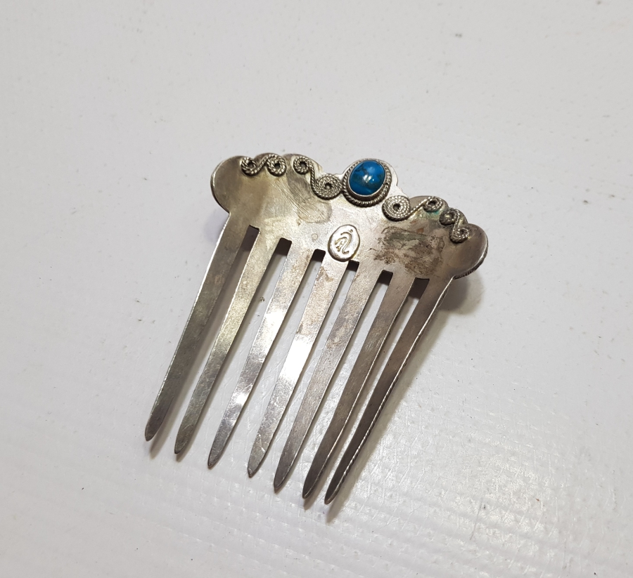 LAPİS TAŞLI VE GÜMÜŞ USTA DAMGALI VE ÖZEL YAPIM GELİN TARAĞI - GELİN TACI