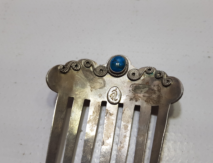 LAPİS TAŞLI VE GÜMÜŞ USTA DAMGALI VE ÖZEL YAPIM GELİN TARAĞI - GELİN TACI