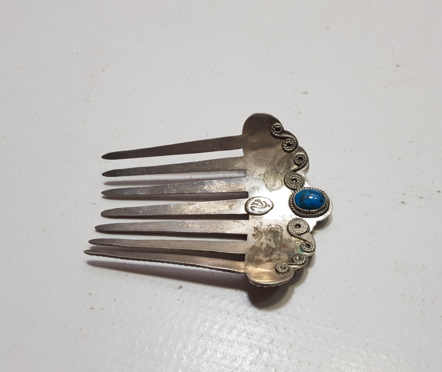 LAPİS TAŞLI VE GÜMÜŞ USTA DAMGALI VE ÖZEL YAPIM GELİN TARAĞI - GELİN TACI