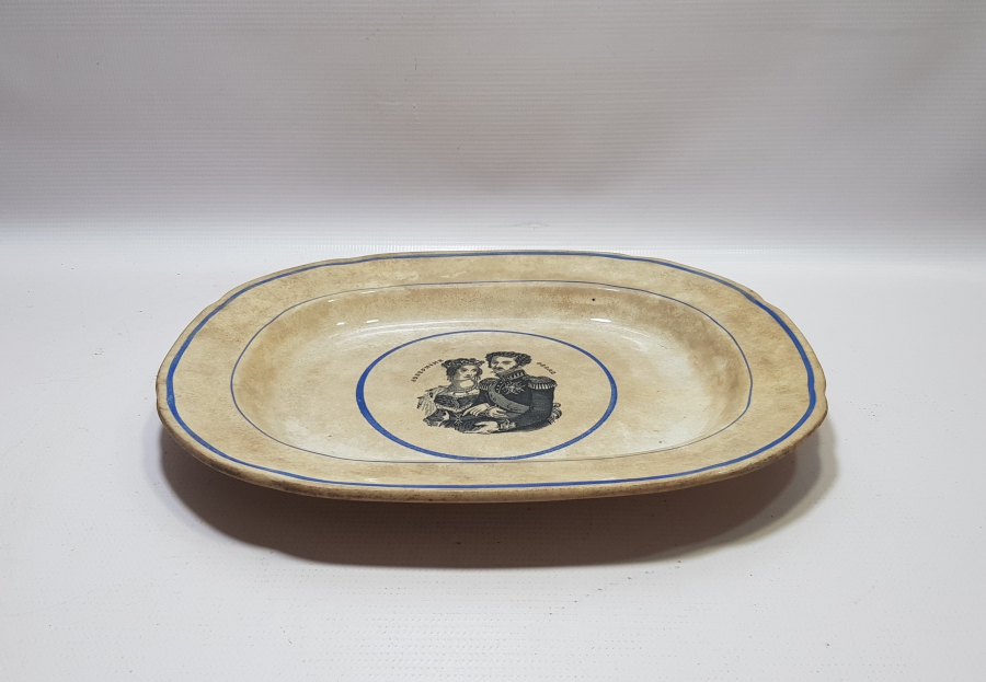 1840'LARDAN NORVEÇ KRALI OSCAR VE JOSEPHINE RESİMLİ PORSELEN TABAK