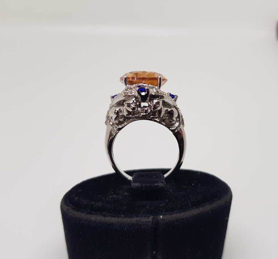 SAFİR , SİTRİN VE PIRLANTA TAŞLI YÜZÜK