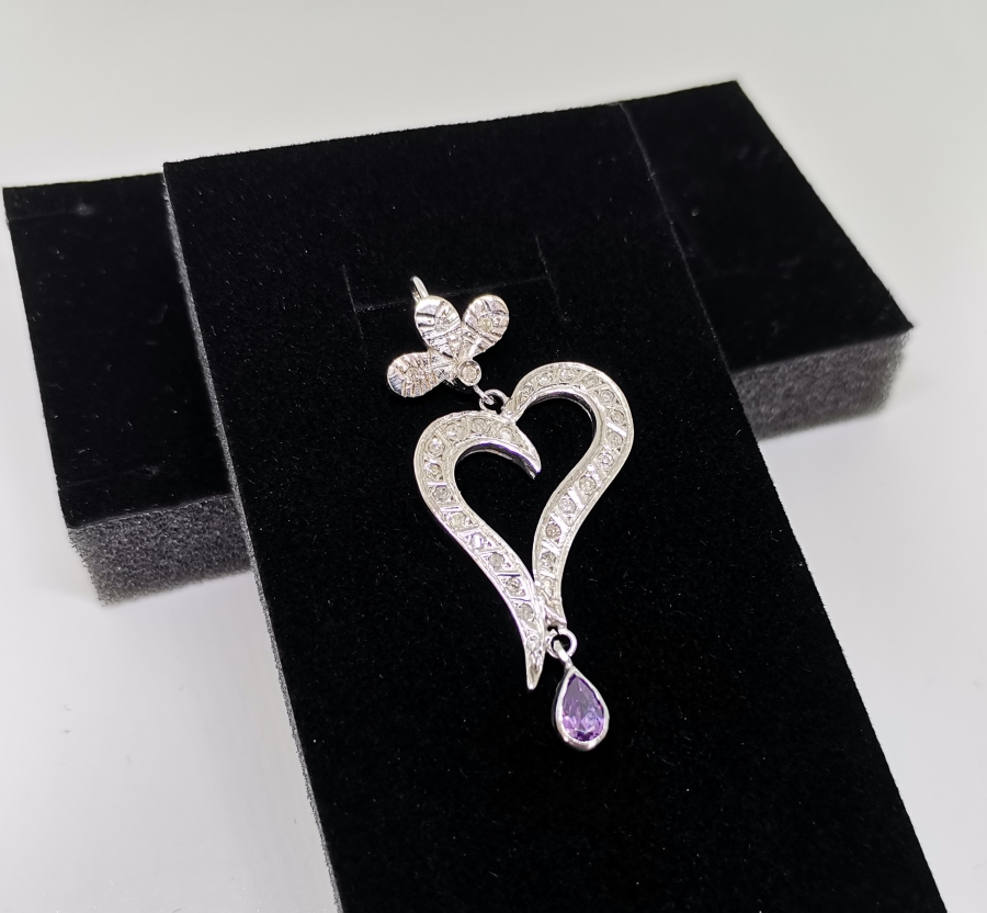 KALP FORMUNDA PIRLANTA TAŞLI KOLYE UCU