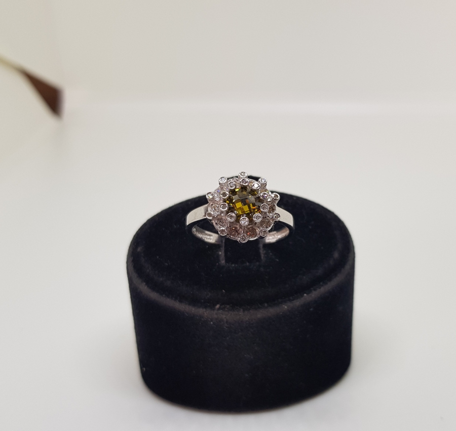 SİTRİN VE PIRLANTA TAŞLI AY MODELİ YÜZÜK