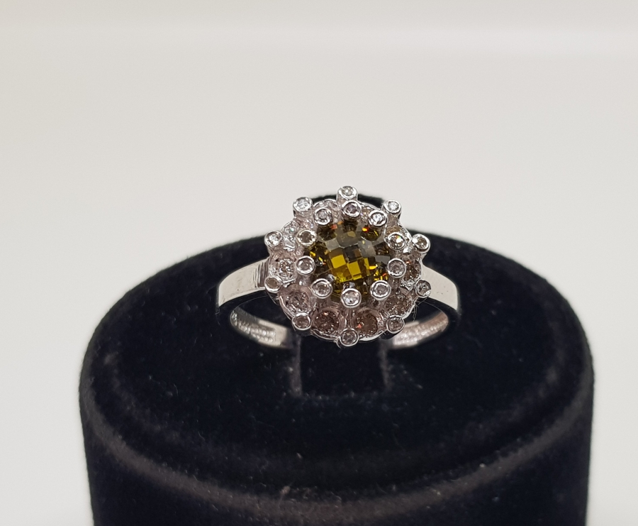 SİTRİN VE PIRLANTA TAŞLI AY MODELİ YÜZÜK