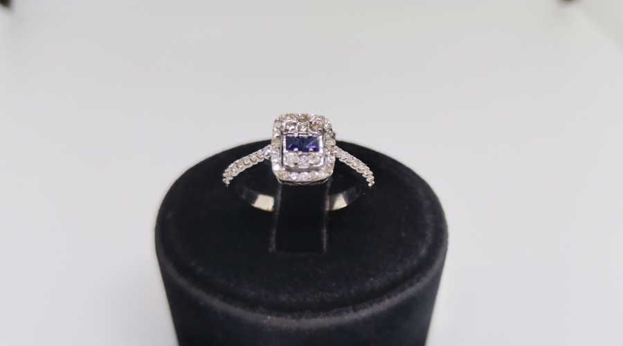 SAFİR VE PIRLANTA TAŞLI BAGET YÜZÜK