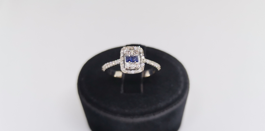 SAFİR VE PIRLANTA TAŞLI BAGET YÜZÜK