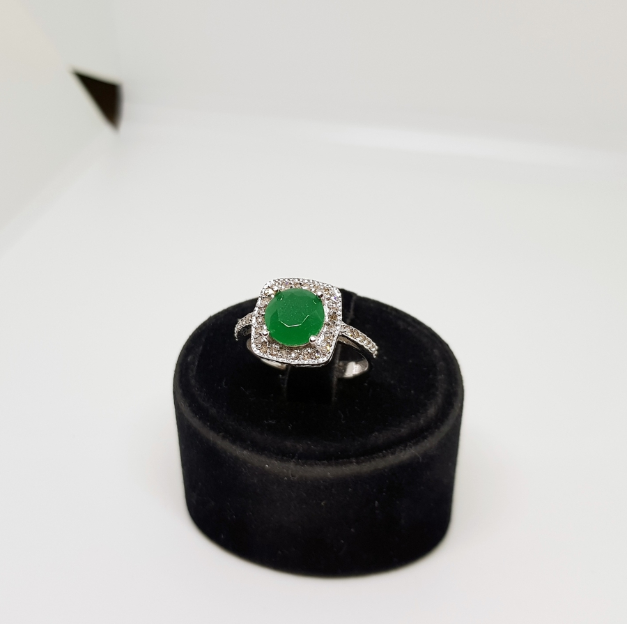 PIRLANTA VE HAM ZÜMRÜT TAŞLI YÜZÜK