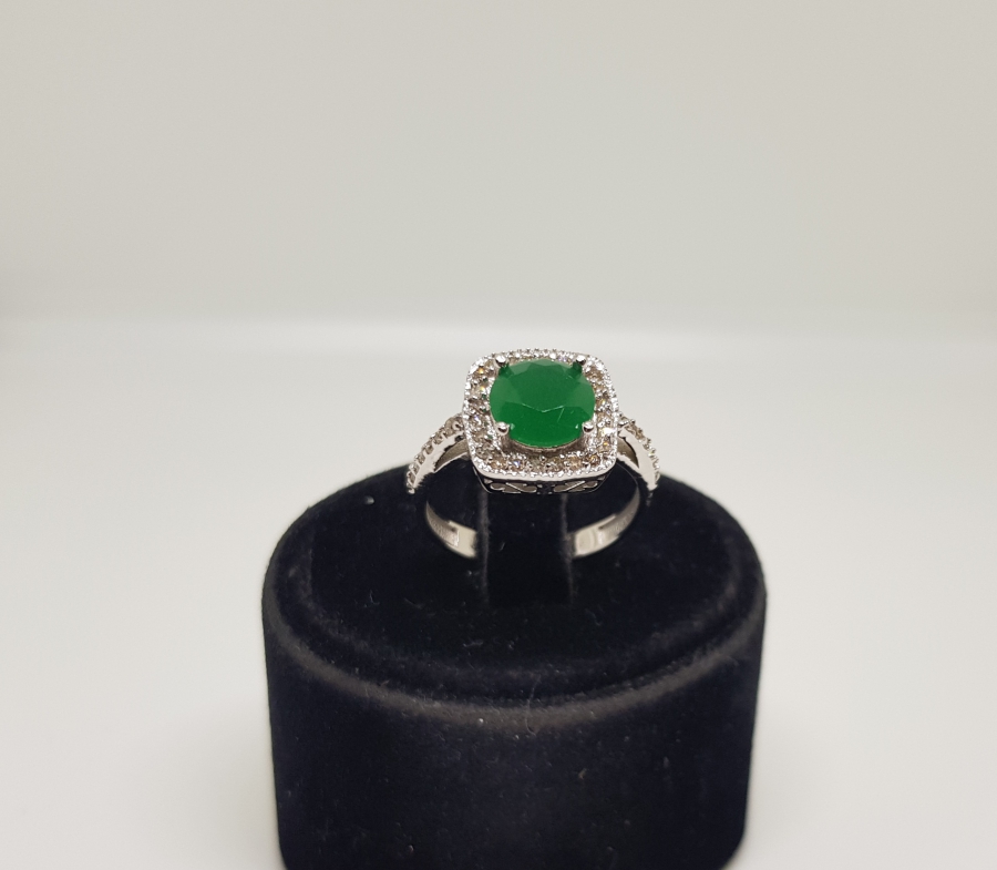 PIRLANTA VE HAM ZÜMRÜT TAŞLI YÜZÜK