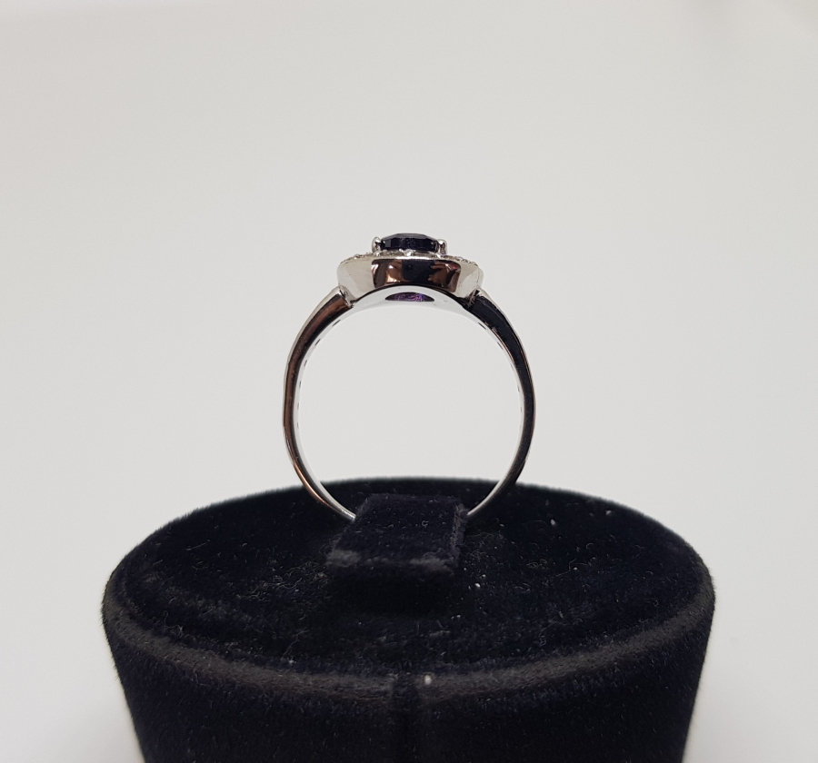 PIRLANTA VE AMETİST TAŞLI FRANSIZ MODEL YÜZÜK
