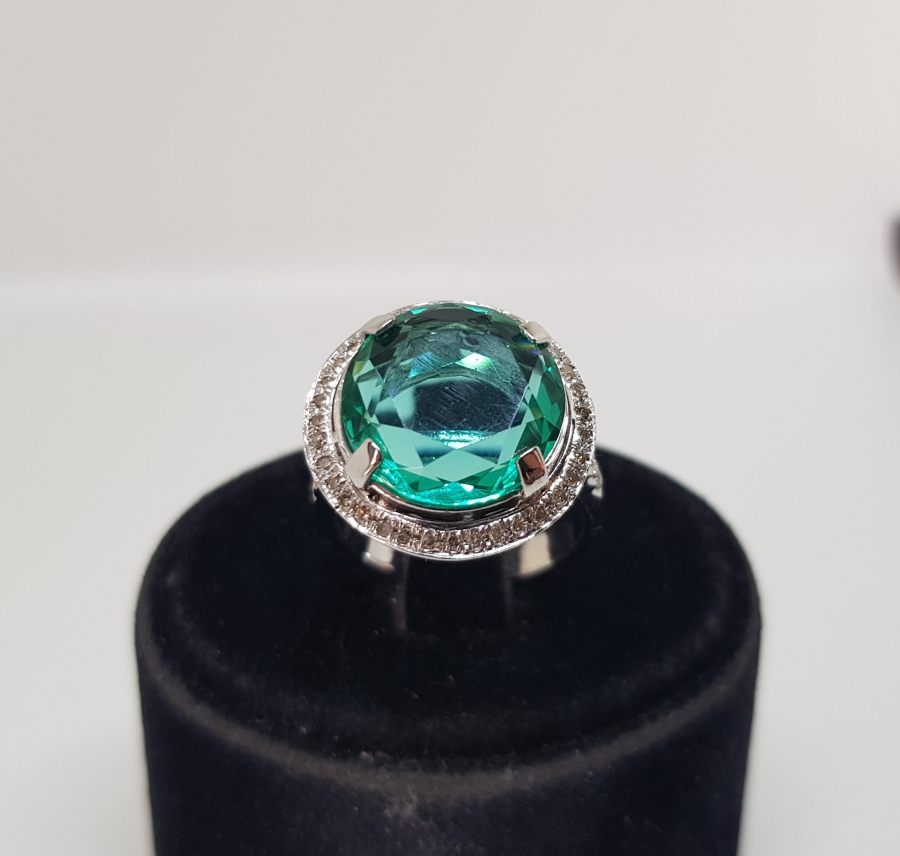 BÜYÜK SİTRİN VE PIRLANTA TAŞLI YÜZÜK