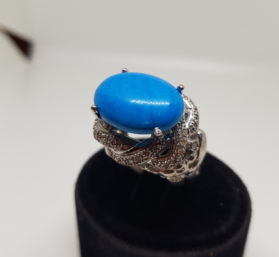 BÜYÜK ELİPS MODEL PIRLANTA VE İRAN FERUZE TAŞLI YÜZÜK