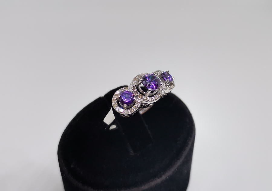 AMETİS VE PIRLANTA TAŞLI YÜZÜK