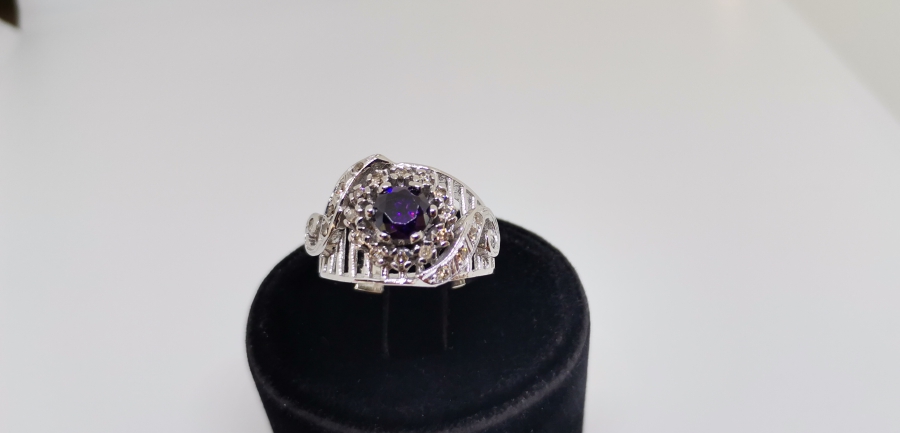 PIRLANTA VE AMETİST TAŞLI AVRUPA MODEL YÜZÜK