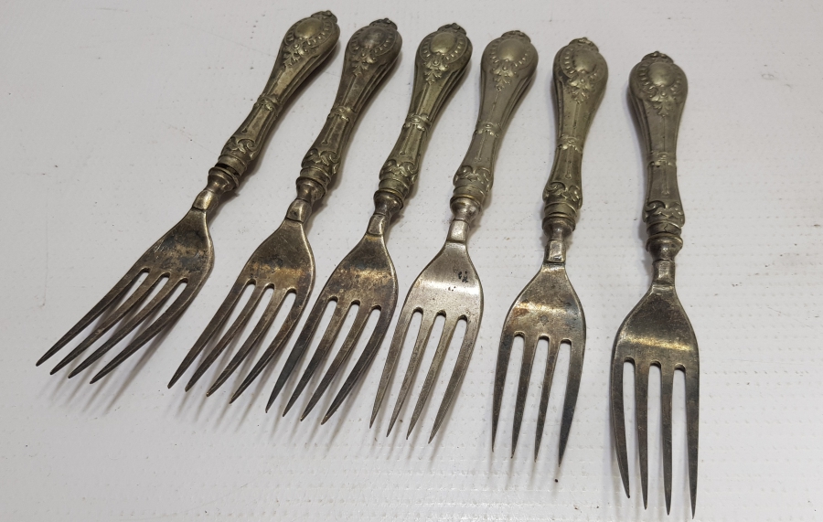 OSMANLI DÖNEMİ GÜMÜŞ KAPLAMA ÇATAL SETİ